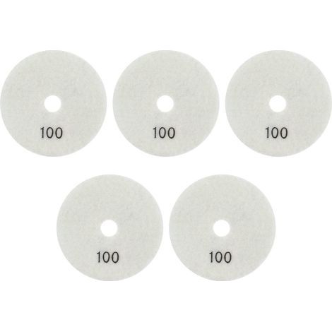 5 Pièces 4in Tampons de Polissage Humides Doux Disque de Meulage Humide Polissage de Polissage pour Granit Pierre Béton Marbre((100 Grits)) (1/5)