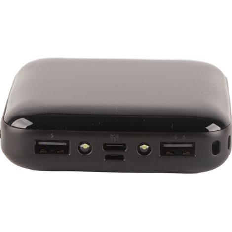 Mini batterie externe portable avec écran numérique LED, surface miroir, haute capacité, câble de données inclus, noir, 10 000 mAh (1/5)