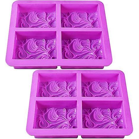 lot De 2 Moules Savon En Silicone, (cavits De 100 Ml)4 Cavits Faites La Main Avec Motif De Vague Vive Pour Savon Au Lait (1/5)