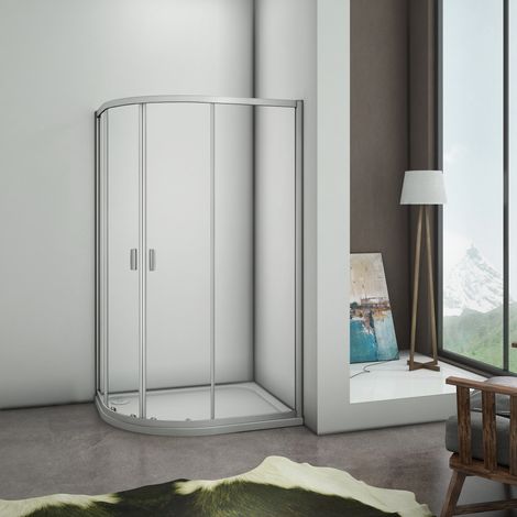 900x760x1850mm New Walk In Quadrant Shower Enclosure Corner Glass Door Screen Cubicle (1/4)