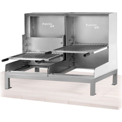 Grill Ouvert Lite Sans Base Réfractaire - Acier Inoxydable - 2 Brûleurs - Grille en Fil Rond - Pujadas