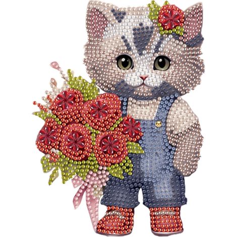 Kit de décoration de bureau en acrylique 2D avec fonction à bascule Motif chat Rose (1/5)