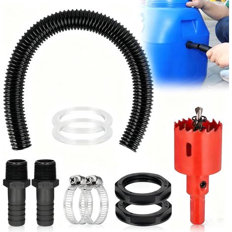 Kit de connexion pour citerne de pluie, raccord de citerne de pluie, connecteur 1", avec tuyau de 100 cm, pour citerne d'eau de pluie et conteneur IBC, accessoires de collecte d'eau de pluie de (1/5)