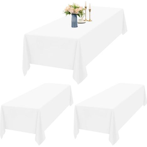 2er-Set Weiße Tischdecken 153x260cm Rechteckig, wasserdicht & waschbar