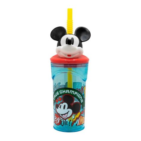 Vaso con Pajita Mickey Mouse True Champions 360 ml
