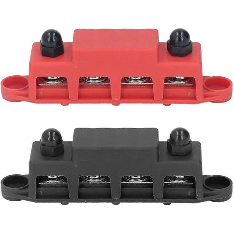 borniers à barres omnibus, boîtier de distribution d'alimentation CC modulaire robuste 48 V 250 A, 4 positions M10, compatible avec les camping-cars et les navires, rouge et noir intelligent. (1/5)