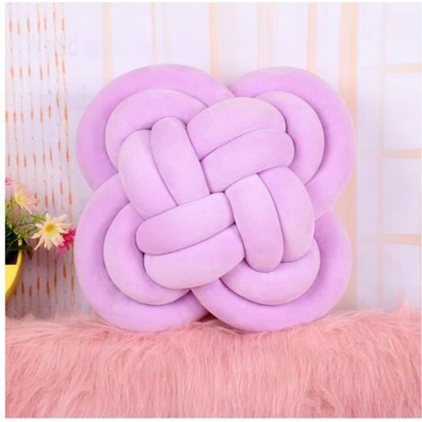 Coussin Noeud tissu velours doux coussin moderne et décoratif pour canapé lit salon (violet) comme montré (1/2)