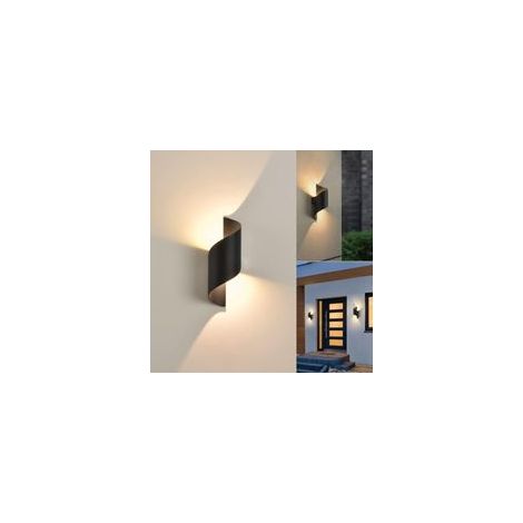 Applique murale pour intérieur et extérieur, ampoule 10 W blanc chaud, éclairage orientable vers le haut ou vers le bas, étanchéité IP65, spirale métallique pour fixation sur poteau, noire