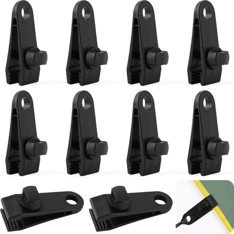 Lot de 10 clips de fixation en plastique pour bâche, tente de camping, tente, clips de fixation réglables pour bâches, auvents, tentes, auvents (1/5)