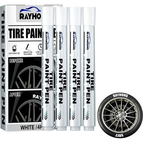 Qiilu stylo de traçage de graffitis de pneu de voiture Lot de 4 Marqueurs de Peinture Blanche Stylo Marqueur Blanc auto coffret (1/4)