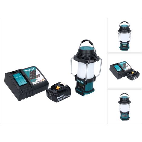 Makita DMR055RG1 Radio sans fil FM 18V avec lanterne 360° + 1x Batterie 6,0Ah + Chargeur