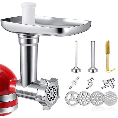 Hachoir À Viande Compatible Pour Accessoires Kitchenaid Tuyaux De Remplissage De Saucisse Avec 4 Disques - Accessoires D'extension Pour Artisan