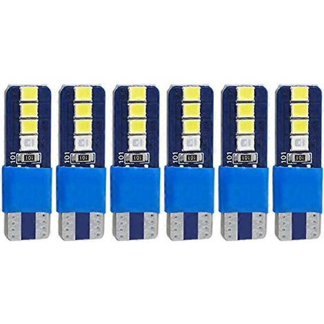 6er-Pack Canbus W5W T10 8 SMD 2835 LEDs für Kfz-Keilleuchten, Türbeleuchtung, Parkleuchten, Kennzeichenbeleuchtung, Weiß/Blau, DC 12VJXLGV (1/5)