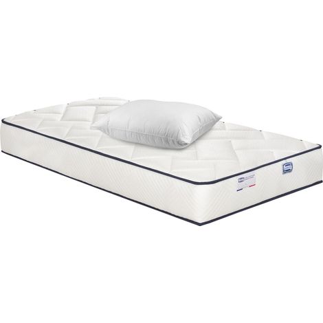 Matelas EVIDENT 90x200 ressorts ensachés, ferme H23 + oreiller (1/4)