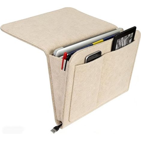 Bolsa organizadora de fieltro para la cama, ideal para guardar ropa, libros y accesorios (beige) (1/5)