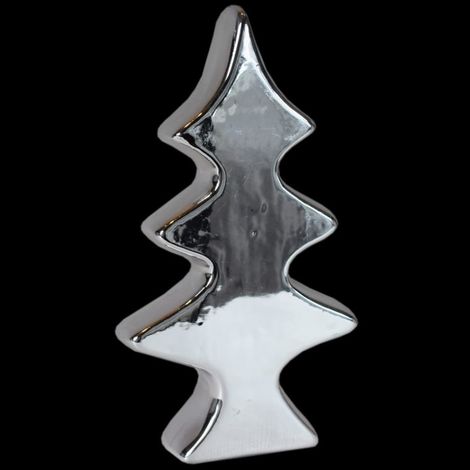 Albero di Natale in ceramica argentata cromata, altezza 22,5 cm