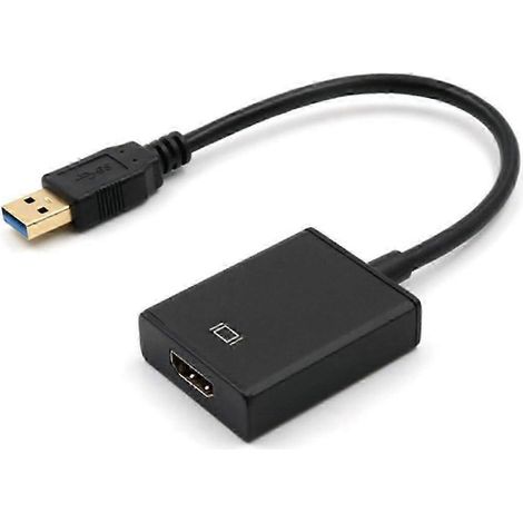 Câble USB 3.0 vers vidéo noir pour ordinateur de bureau, ordinateur portable et projecteur avec synchronisation audio et vidéo (1/5)