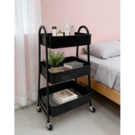 Mobile carrello 3 ripiani in acciaio nero OKMYHOME (1/5)