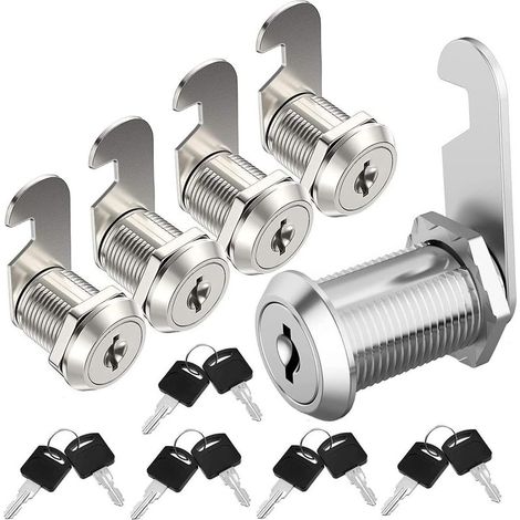 Serrure de boîte aux lettres à cylindre Cam Cam Lock 20 mm, serrure de tiroir d'armoire de boîte aux lettres avec 10 clés (5 pièces) (1/5)