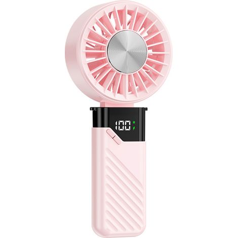 Mini ventilatore portatile, ventilatore portatile silenzioso ricaricabile tramite USB con 5 velocità, piccolo ventilatore tascabile pieghevole, ventilatore portatile per ufficio e esterno (rosa)