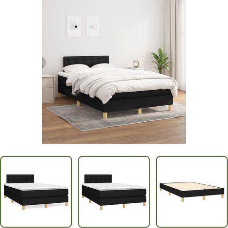 vidaXL Kopfteil - Boxspringbett mit Matratze Schwarz 120x200 cm Stoff (1/5)