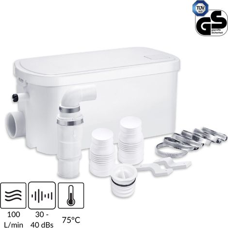 Hebeanlage 250W Abwasser Hebeanlage Abwasserpumpe mit Kohlefilter, Lufteinlass, und Haupteinlass für Duschen