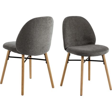Chaise scandinave grise en tissu (lot de 2) - SYBILLE