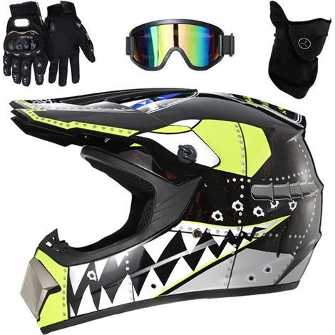 Integralhelm für Offroad-Motocross, Elektro-Offroad-Motorradhelm, Mountainbike-Helm mit Brille, Handschuhüberzug