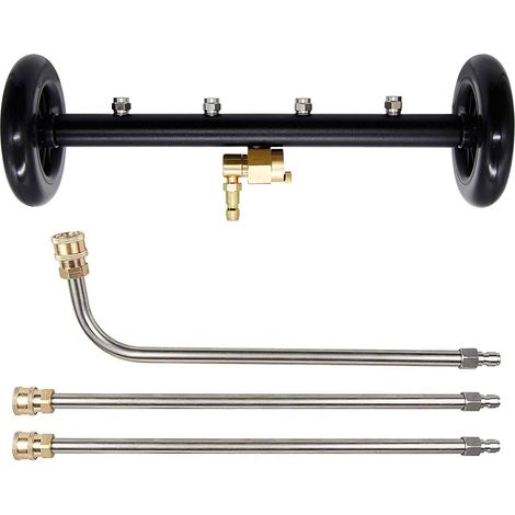 Autowasch-Wasserbesen, 2-in-1-Hochdruckreiniger, 16-Zoll-Oberflächenreiniger mit 4 Düsen, 3 Verlängerungsstangen, 4000 PSI 40 cm, 1/4-Zoll-Schnellanschluss