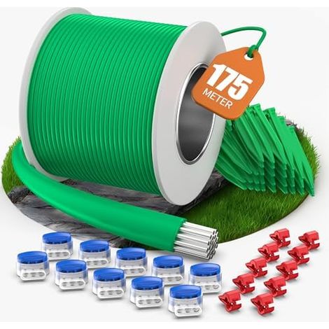 175m Câble de délimitation +100 Piquets +20 Connecteurs +10 Bornes De Connexion pour Tondeuses Robot, Kit d'accessoires Recherche Universel, Compatible avec Gardena/Worx - 175M (1/5)