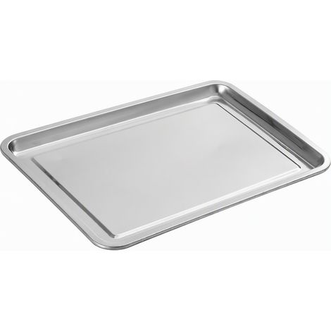 Plateau rectangulaire inox, peu profond, 32 × 22 × 2 cm, ép. 0,5 mm