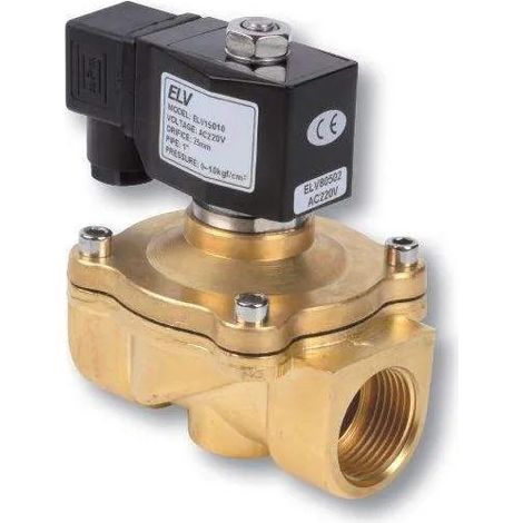 Electroválvula de acción directa, normalmente cerrada, alimentación 220 V, diámetro 12x17.