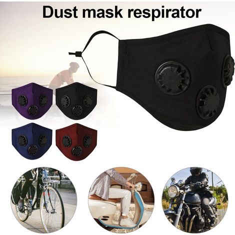Masque anti-pollution PM2.5 avec valve respiratoire, réutilisable, 3 pièces, filtre à charbon actif intégré, protection respiratoire pour visage, lavable, idéal usage quotidien (1/5)
