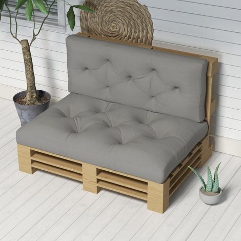 Cuscino per seduta 120x80x12 cm, per esterni, imbottitura spessa, design trapuntato, poliestere, grigio chiaro (1/5)