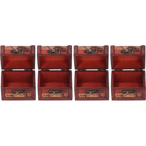 4PCS Coffrets en Bois Vintage pour Bijoux et Trésors, Boîte de Rangement Antique (1/5)