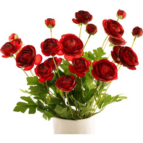 Fleur Artificielle - Renoncule Persane en Soie - Décoration Intérieure Bureau Mariage Centre de Table - Lot de 5 (1/5)