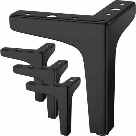 BUNTHAUS PA 4 gambe per mobili in metallo nero, portata fino a 800 kg, gambe per mobile TV basso 10 cm, gambe per mobili per guardaroba, mobili TV, cassetti, comodino (1/4)