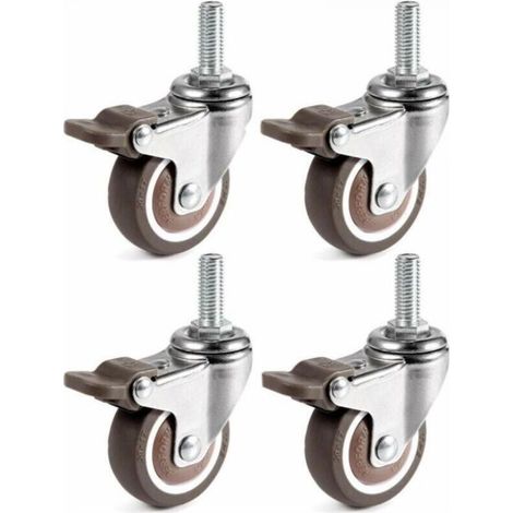 4 Pieces Swivel Wheels, 25mm M6 x 15mm Pole Furniture Casters for Trolleys (1/5)