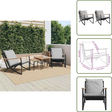 vidaXL Chaises de jardin avec coussins lot de 2 noir acier (1/5)