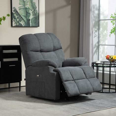 Poltrona Elettrica Alzapersona Reclinabile a 150°, Poltrona Relax Elettrica in Velluto con Connettore USB, Motore, Poggiapiedi e Tasche Laterali per Anziani, Grigio Scuro (1/5)