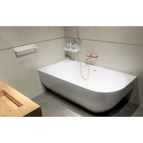 Swiss Aqua Technologies – Baignoire droite autoportante 175 x 82 cm NEL1700L – Marbre coulé blanc – Orientation gauche – Hauteur 55 cm – Contenance 350 L