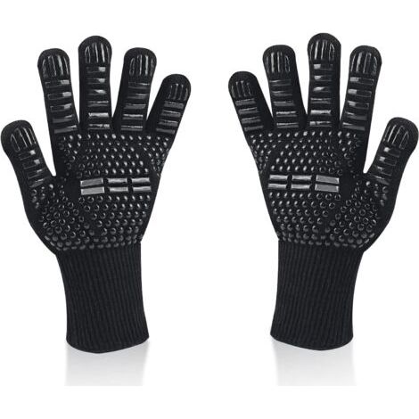 Gants de Barbecue, Gants de Four Résistant à la Chaleur jusqu'à 800 °C Gants de Gril de Cuisson en Silicone Antidérapants (noir,Taille uniqu)