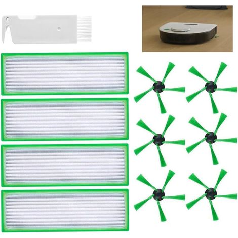 Kit d'accessoires 11 pièces pour aspirateur robot Vorwerk VR200 VR300 – 4 filtres HEPA – 6 brosses latérales – Brosse de nettoyage efficace (1/5)