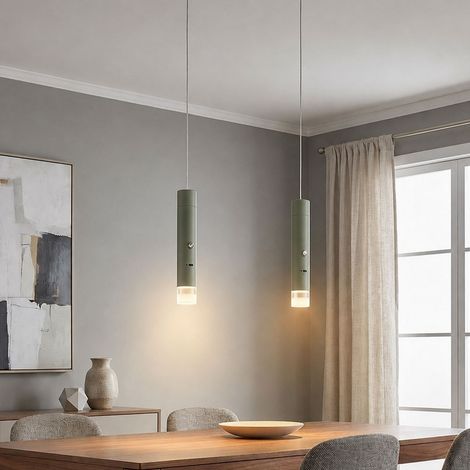 Lampe suspendue à LED double, suspension, lampe de salon, lampe de poche, métal vert, H 120 cm (1/5)