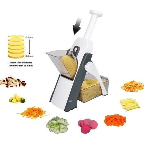 Cortador de verduras de cocina, manual, seguro, multifunción, picador de ensaladas, rebanador de patatas, rallador de queso, utensilios de cocina, cortador de patatas fritas (1/5)