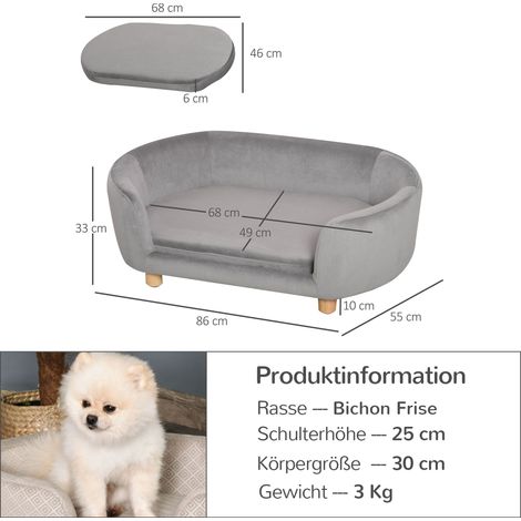 PawHut Divano Letto Per Cani In Velluto Rosa – Con Schienale E Braccioli, Gambe In Legno, Per Cani Medi E Grandi (fino A 25kg), 102x58,5x42,5 Cm - Foto 1