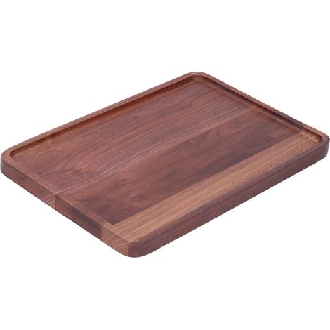 Assiette de Service en Noyer Carrée pour Décoration, Fruits, Desserts ou BBQ - Plateau en Bois 34x23x2 cm