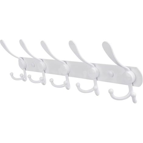 Porte Manteau Mural,Patère à Crochets Murale,Portemanteau Porte-Serviettes en Acier Inoxydable pour Chambre Vestibule Salle de Bain Bureau Vêtements Chapeau （Blanc） (1/5)