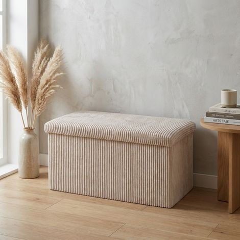 Maison Neutral Soft Touch Ottoman Storage (1/2)