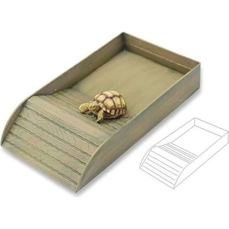 Plastique grande tortue Reptile boîte tortue d'eau échelle tonneau bassin grenouille cornue lézard serpent bassin, Grain de bois, (1/4)